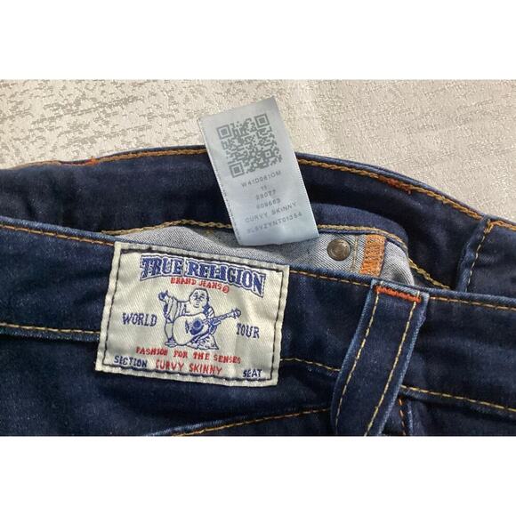 True Religion Women's Jennie Mid-Rise Curvy Skinny Jeans dark wash size 32 - Picture 3 of 7
